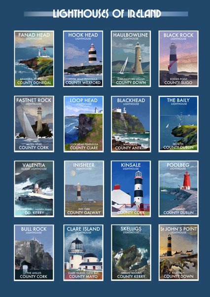 Lighthouses of Ireland Poster